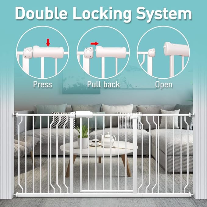 WAOWAO Baby Gate 43.31-48.00" Extra Wide Pressure Mounted Walk Through Swing - Image 4