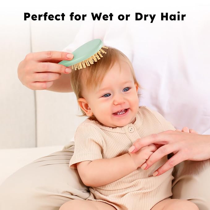 Yoofoss 4 Piece Baby Hair Brush and Comb Set，Wooden Baby Hair Brush - Image 6
