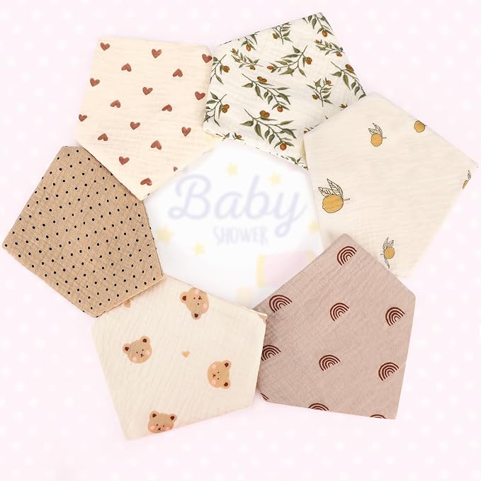 Accmor Muslin Baby Drool Bibs 6 Pack Baby Bandana Drool Bibs Soft Cotton Baby - Image 9