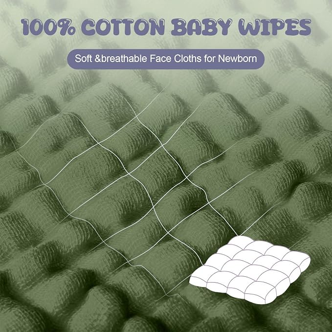 Breling 20 Pcs Baby Muslin Washcloth 12 x 12 Inch 100% Cotton Soft and - Image 3