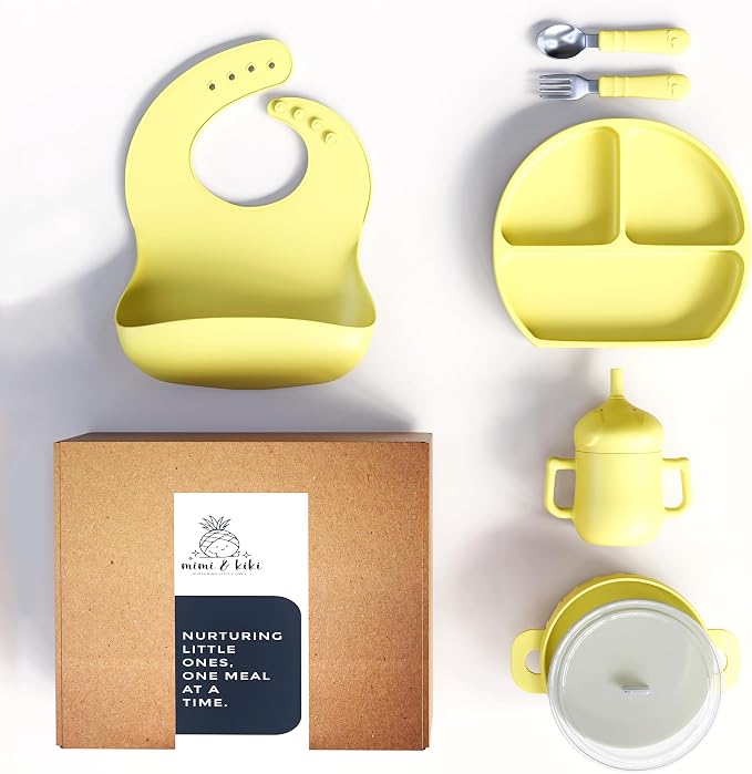 mimi & kiki BPA-Free Silicone Baby Feeding Set, Baby Plates and Bowls Set by mimi+%26+kiki