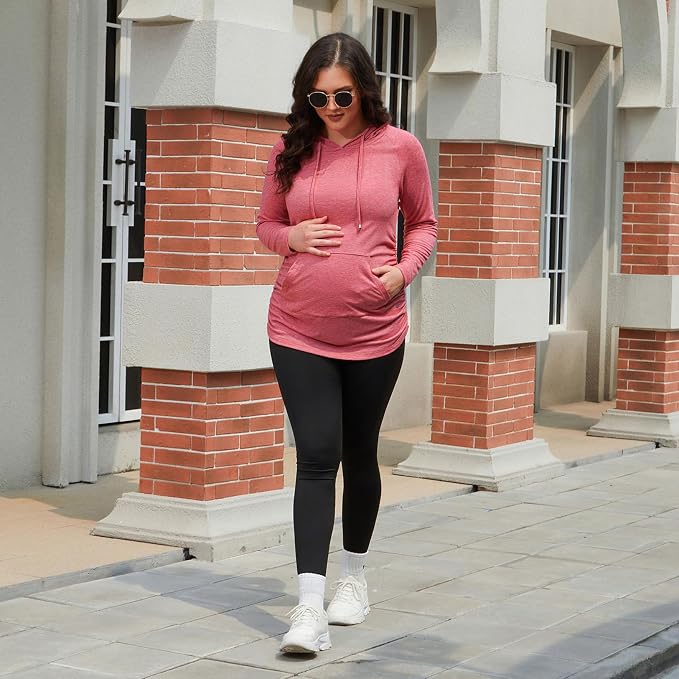 GINKANA Maternity Hoodie Long Sleeves Shirts Casual Maternity Top Pregnancy - Image 5