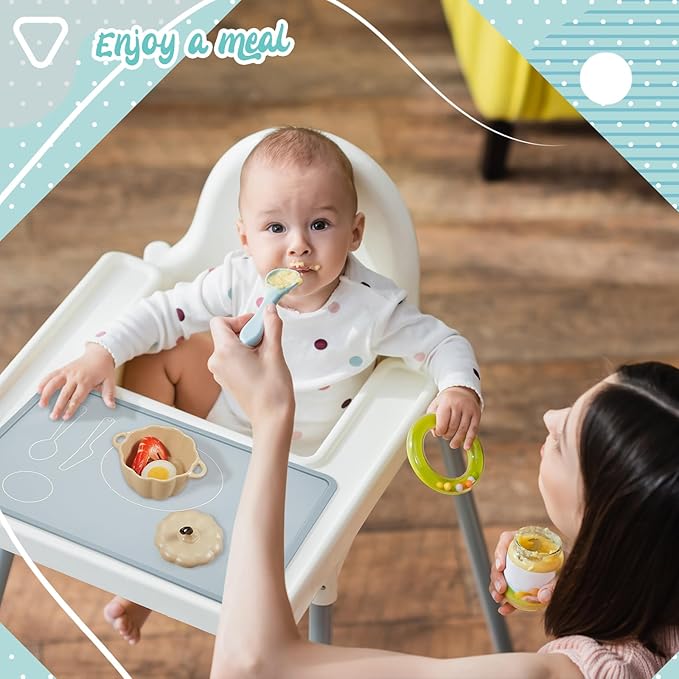 Zhehao 4 Pcs Montessori Kids Placemat 16 x 12'' Non Slip Baby Silicone Placemats - Image 4