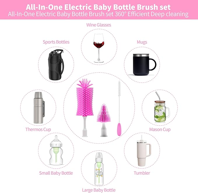Electric Bottle Brush Cleaner, Portable Electric Baby Bottle Brush Cleaner - Image 5