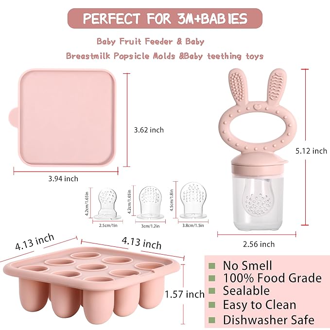WAJIAYON Baby Breastmilk Popsicle Molds & Baby Fruit Feeder, Infant Food - Image 2
