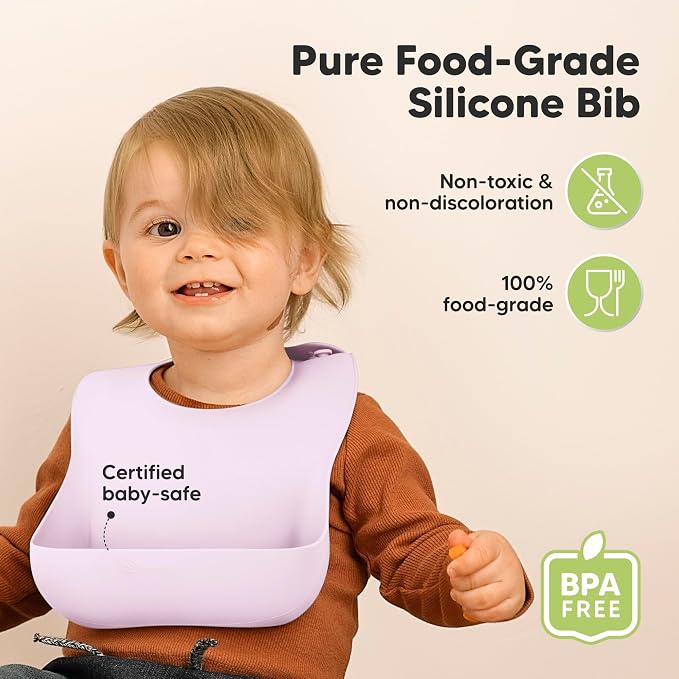 KeaBabies 2-Pack Silicone Baby Bibs - Image 2