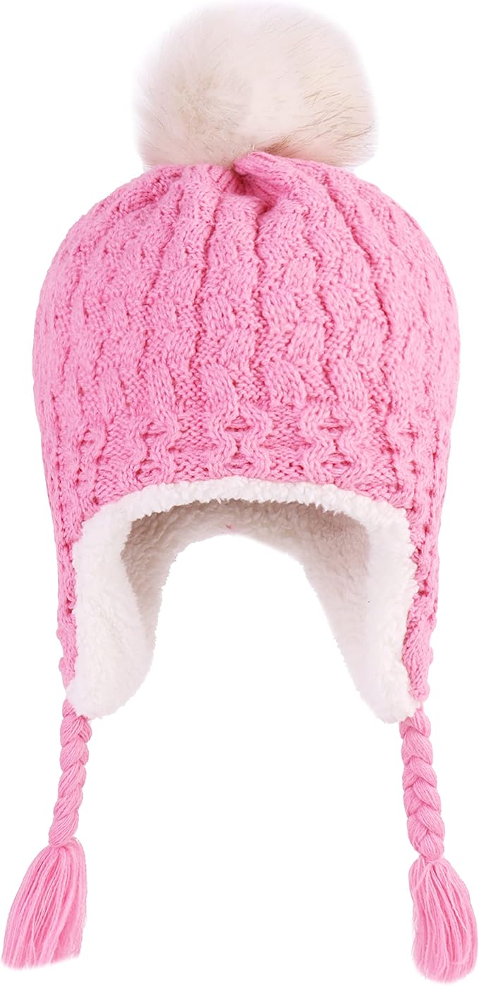 LANGZHEN Toddler Kids Infant Winter Hat, Earflap Knit Warm Cap Fleece Lined - Image 2