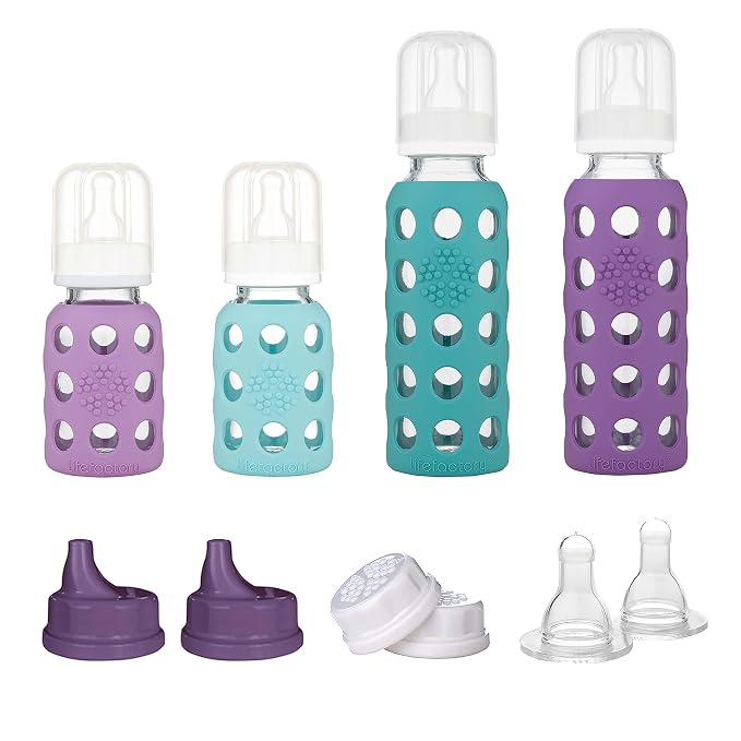 Lifefactory Baby Bottle Starter Set 10-Piece | 4 oz Mint & Lavender, 9 oz Kale - Image 2