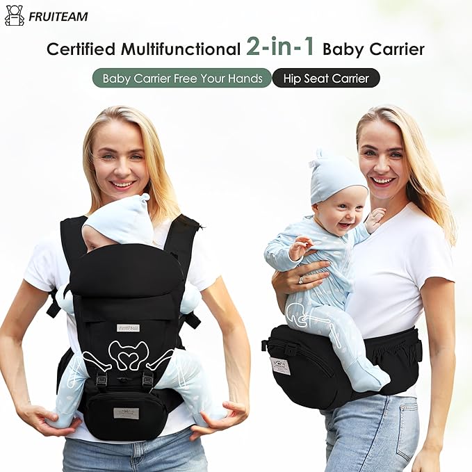 FRUITEAM Baby Carrier Newborn to Toddler, Safety-Certified Waist Stool - Image 6