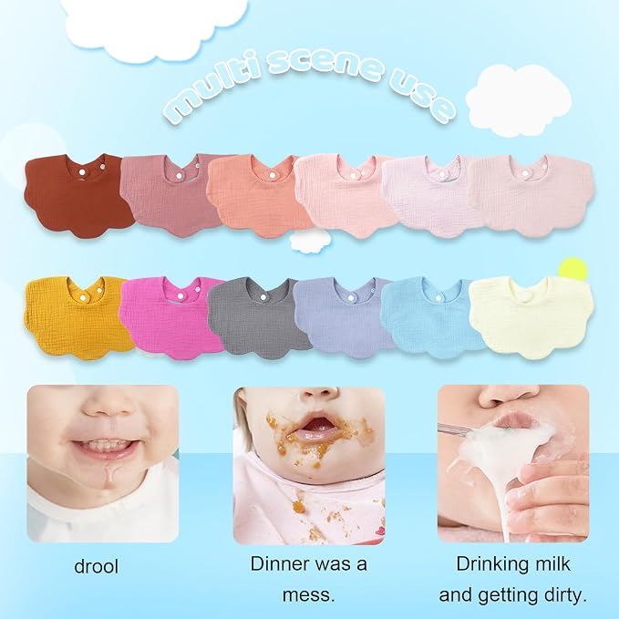 Muslin Baby Bibs for Drooling and Teething Newborn Drool Bibs for Baby Girl Boy - Image 4