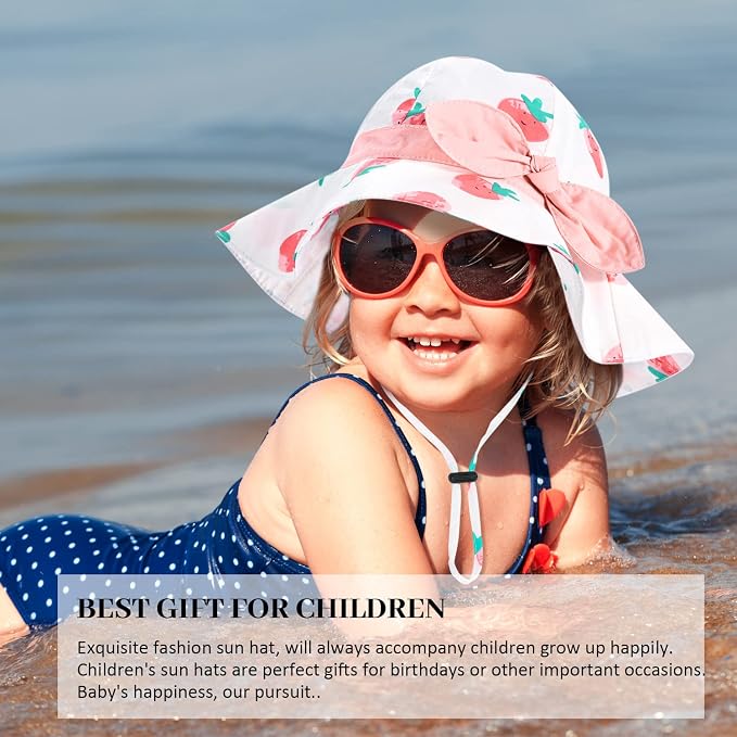 Baby Girl Sun Hat with UPF 50+ Outdoor Adjustable Beach Hat with Wide Brim - Image 5