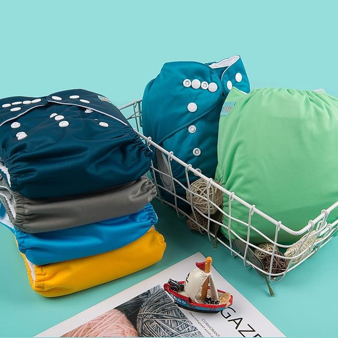 ALVA 6 Pack Cloth Diaper with 12 Inserts One Size Adjustable Washable Reusable - Image 9