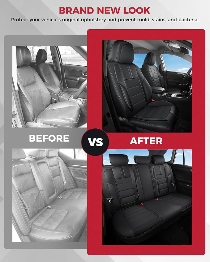 FREESOO Black Car Seat Covers Full Set - Image 7