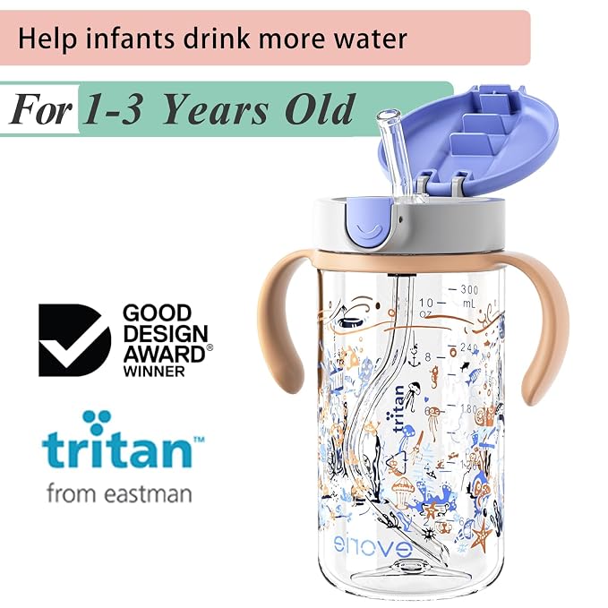 Evorie Tritan Spill Proof Toddler Straw Sippy Cup, 10 oz - Image 2