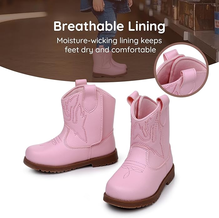 Blikcon Toddler Cowboy Boots for Boys Girls Baby Infant Cowgirl Boots Round Toe - Image 4