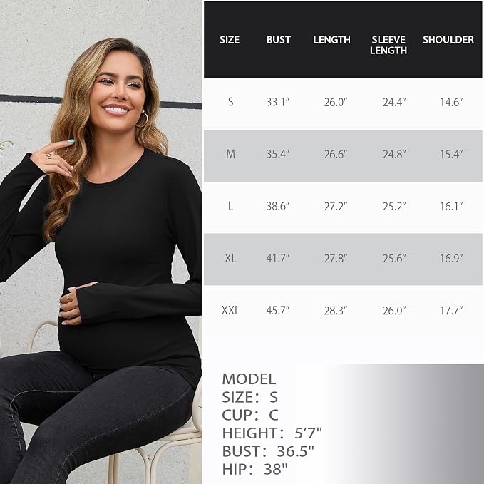 GINKANA Maternity Workout Tops Long Sleeve Pregnancy Yoga Shirts - Image 6
