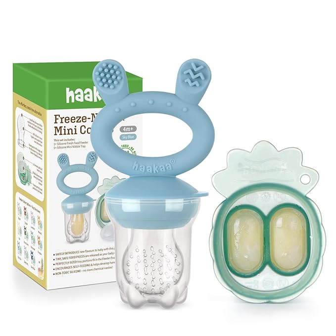 Haakaa Baby Fruit Food Feeder & Mini Freezer Nibble Tray Combo, Breastmilk by haakaa