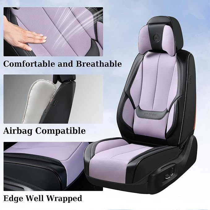 Coverado Universal Seat Covers Front, Waterproof Nappa Leather Car Seat Covers - Image 5