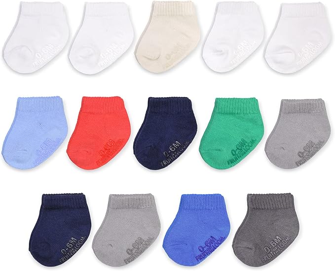 Fruit of the Loom Baby 14-Pack Grow & Fit Flex Zones Cotton Stretch Socks by FruitoftheLoom