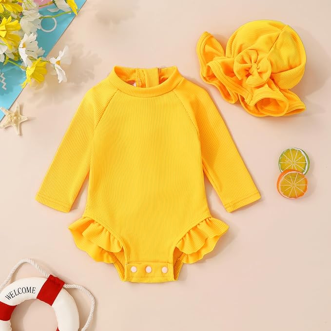 YOUNGER TREE Infant Baby Girls Swimsuit Long Sleeve Swimsuits One Piece - Image 2