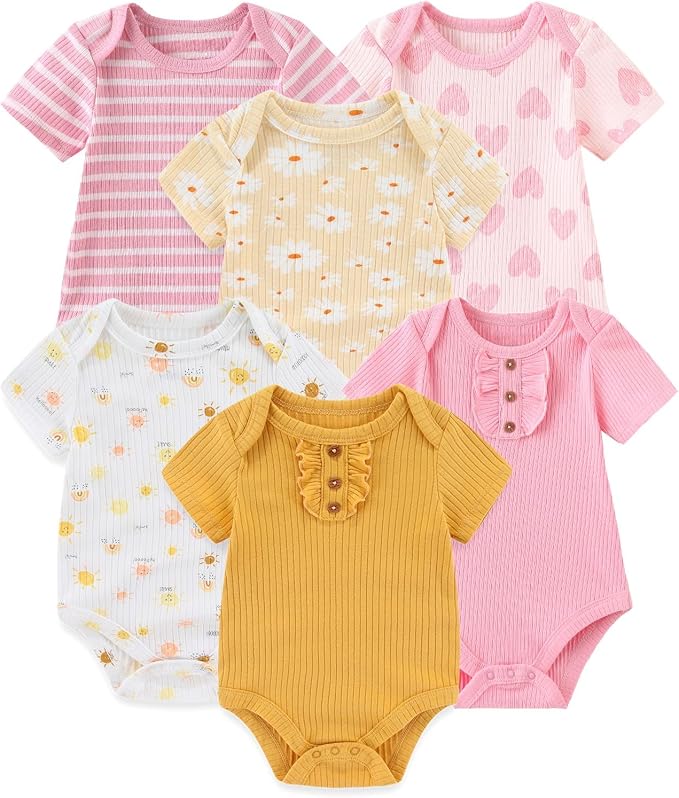 Fashion Baby Boy Girl Bodysuits 6-Pack Casual Cotton Soft Infants Outfit New by JELYLOVE