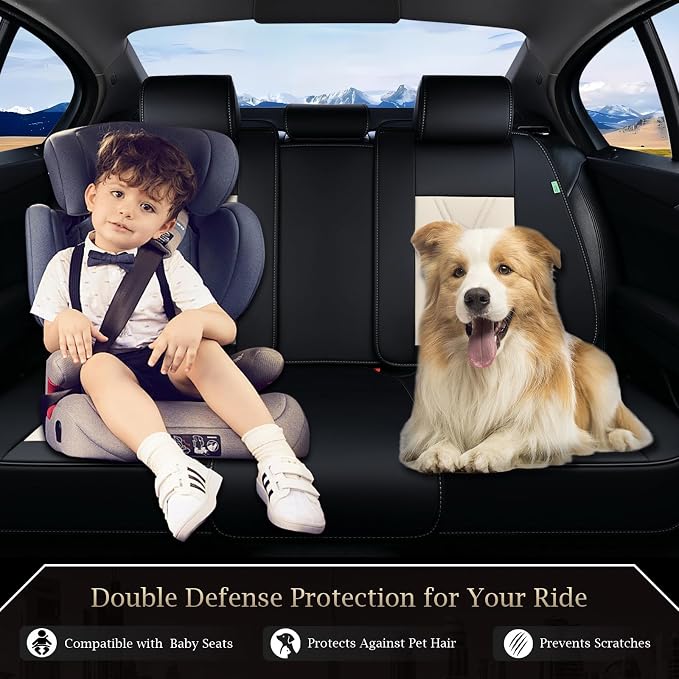 FLORICH Rear Seat Covers Leather Car Seat Covers Waterproof Back Seat Cover - Image 3