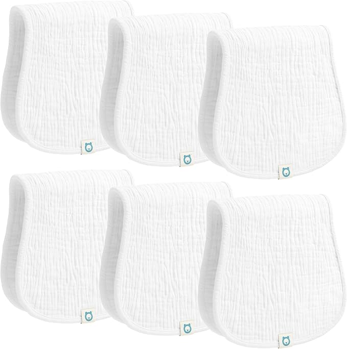 Muslin Burp Cloths Set, 6 Pieces, 100% Organic Cotton Hand Washcloths by RomyRo