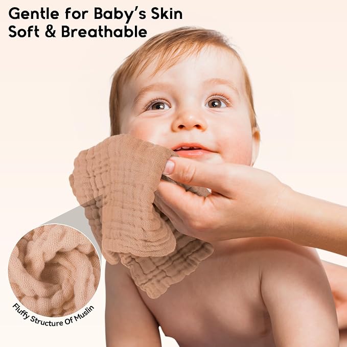Muslin Baby Washcloths 6 Pack, 100% Cotton Wash Cloths - Image 4