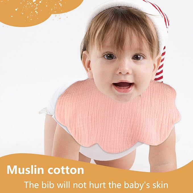 EllieHouse Baby Bibs for Girls Boys 8 Pack Muslin Drool Teeth Drooling Teething - Image 2