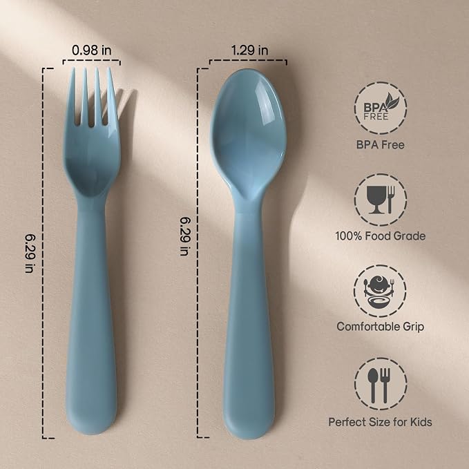12 Pieces Toddler Utensils Set, Plastic Spoons and Forks Set - Image 2