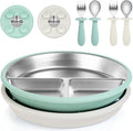 Bella’s Friends Baby Feeding Set, 2 Pack Stainless Steel Divided Plate by Unknown