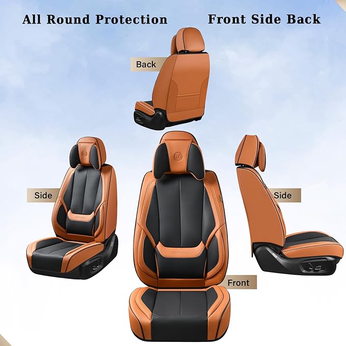 Coverado Universal Seat Covers Front, Waterproof Nappa Leather Car Seat Covers - Image 3