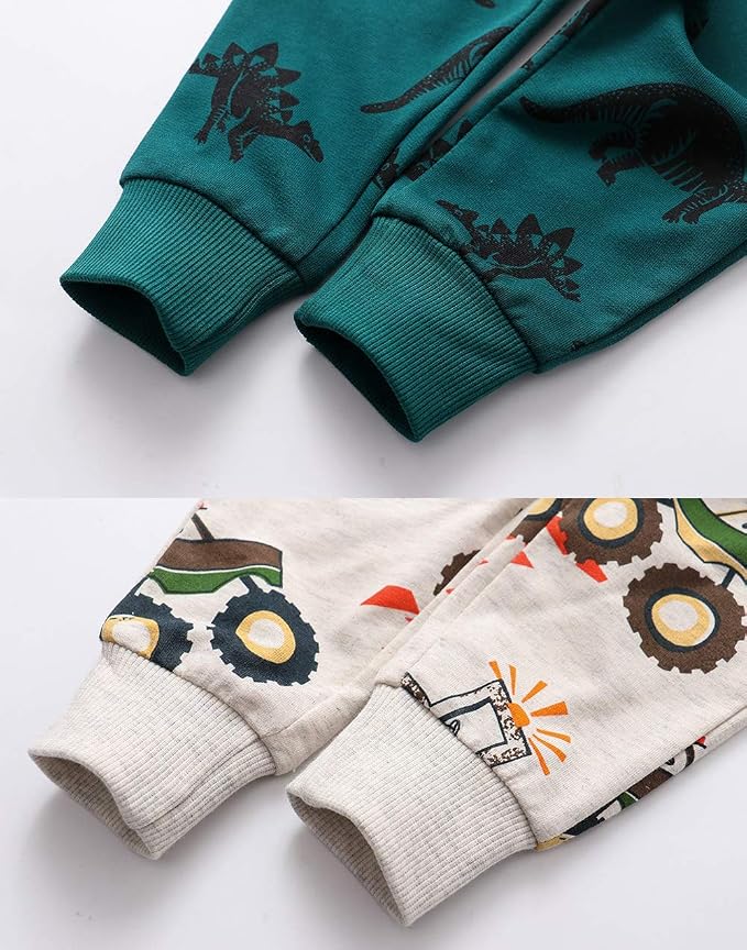 HUAER& Baby Boy's Jogger Pants Dinosaur Car Animal Print Drawstring Elastic - Image 6