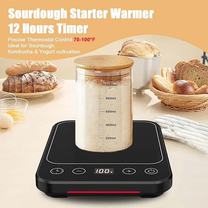 Sourdough Starter Warmer Mat, 12H Timer Warming Heating Pad, Precise 1°F - Image 3