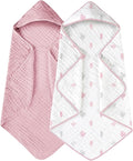 Yoofoss Hooded Baby Towels for Newborn 2 Pack 100% Muslin Organic Cotton Baby by YOOFOSS