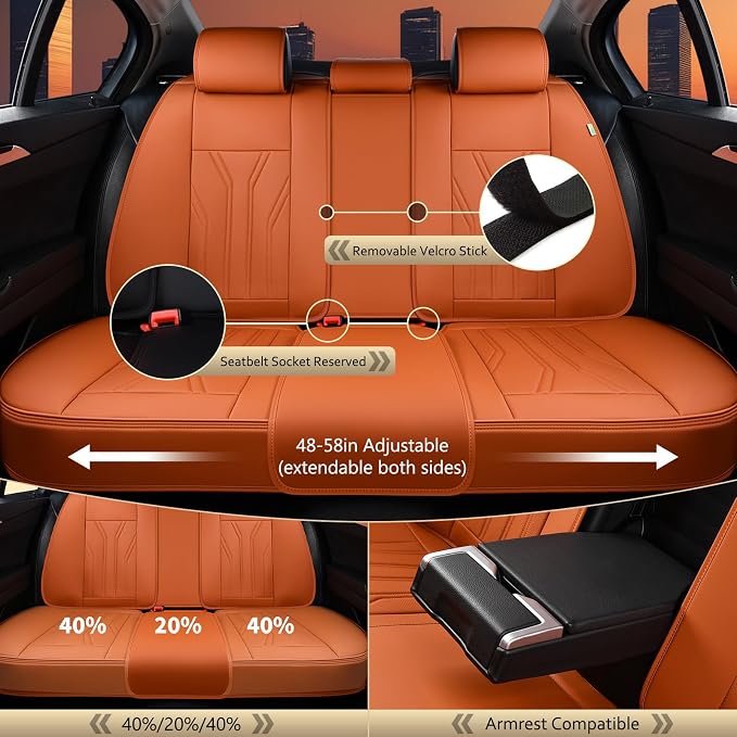 FLORICH Car Seat Covers Full Set, Leather Seat Covers - Image 4