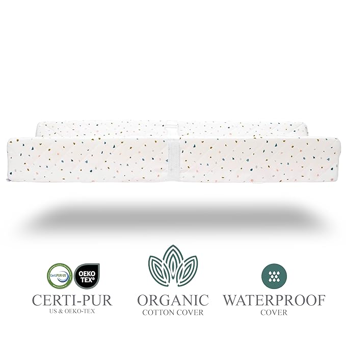 Organic Cotton Contoured Baby Changing Pad w/Waterproof Foam Mattress, Includes - Image 2