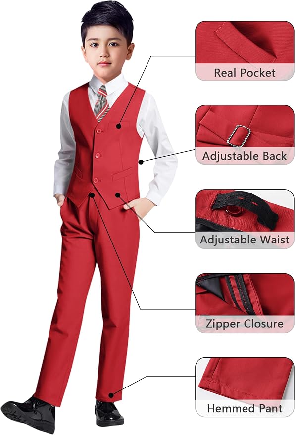 YuanLu Boys Suit for Kids Tuxedo Wedding Ring Bearer Outfit, 5 Piece Boy Slim - Image 4