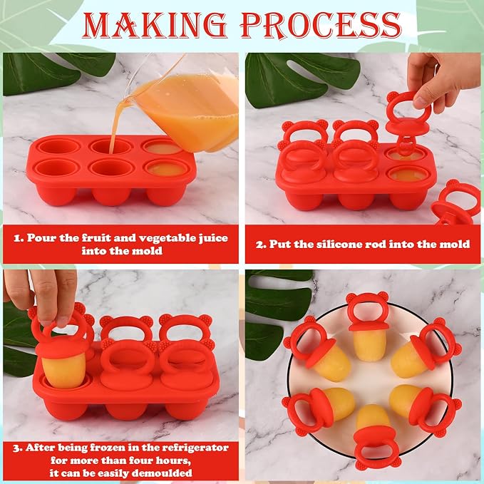 Sakolla Baby Popsicle Molds Mini 6-Cavity Silicone Ice Pop Mold - Image 5