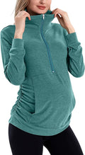 GINKANA Maternity Women's Long Sleeve Shirt Half Zipper Lapel Lightweight by GINKANA