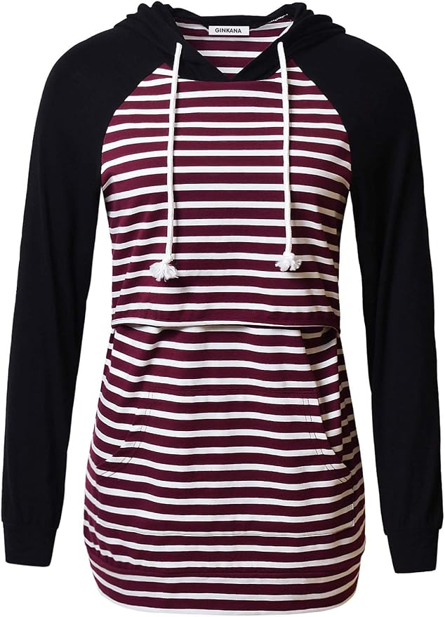 GINKANA Women's Nursing Hoodie Sweatshirt Long Sleeves Breastfeeding Maternity - Image 2