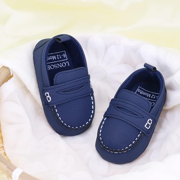 LONSOEN Baby Girls Boys Loafers Prewalker Dress Crib Shoes - Image 2