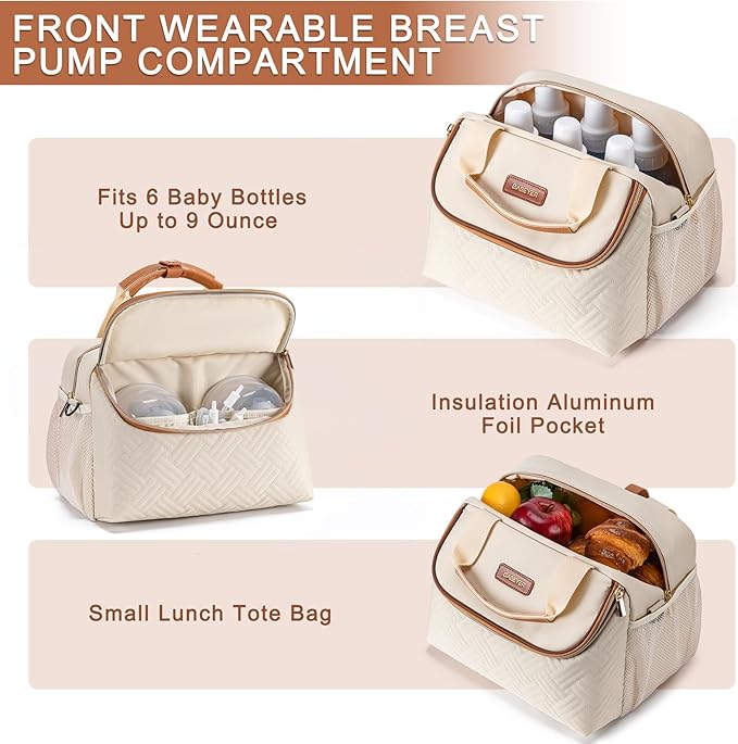 Breastmilk Cooler Bag with Ice Pack Fits 6 Baby Bottles up to 9 Ounce, Wearable - Image 3