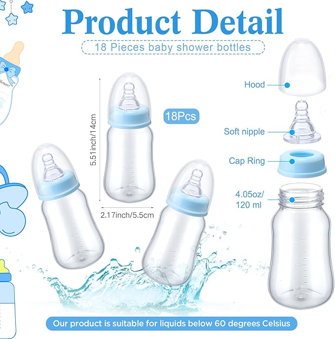Roowest Bottle Chug Baby Shower Game Favors Including 18 Pcs Feeding Bottles - Image 2