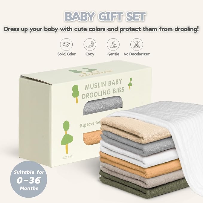 Susurration Muslin Baby Drool Bibs 6Pack Soft Triangular Adjustable Baby - Image 7