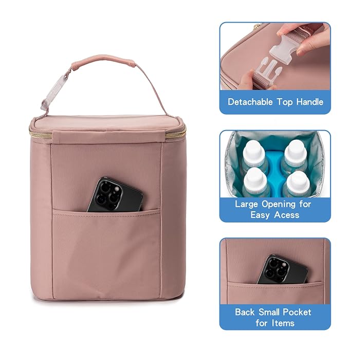Breast Milk Cooler Bag with Ice Pack Fits 4 Baby Bottles Up to 9 Ounce - Image 4