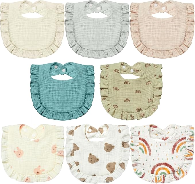 Lictin 8-Pack Muslin Baby Bibs by Lictin