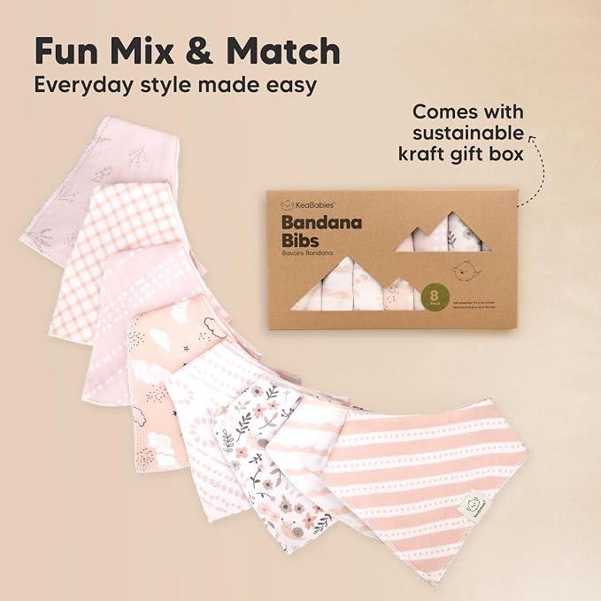 8-Pack Organic Baby Bandana Bibs - Image 9
