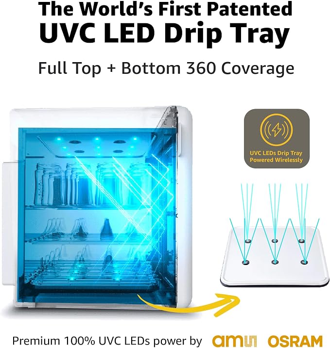 WABI UVC LEDs 3-in-1 Sanitizer & Dryer 360° Box | Disinfect, & Store Everyday - Image 3