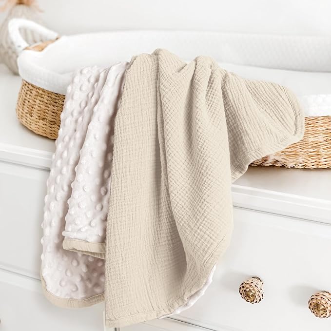 lulumoon Baby Blanket for Newborn Receiving: Minky Dot & Muslin Lightweight - Image 2